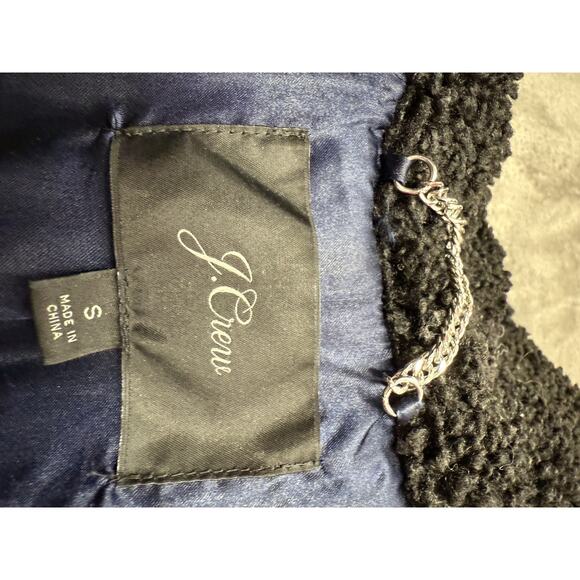J.Crew Teddy Sherpa Coat Black Longline Button Front Size Small Women’s - Picture 8 of 10